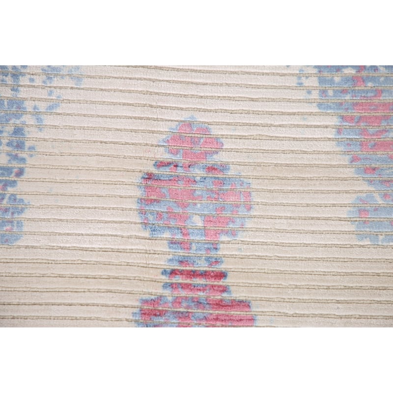 Striped Abstract Accent Rug Hand-Knotted Wool Carpet - 3'11"x 5'10"