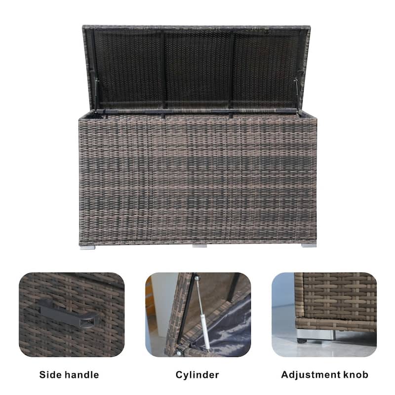 Outdoor 296 Gallon Large Rattan Deck Storage Box by Abrihome