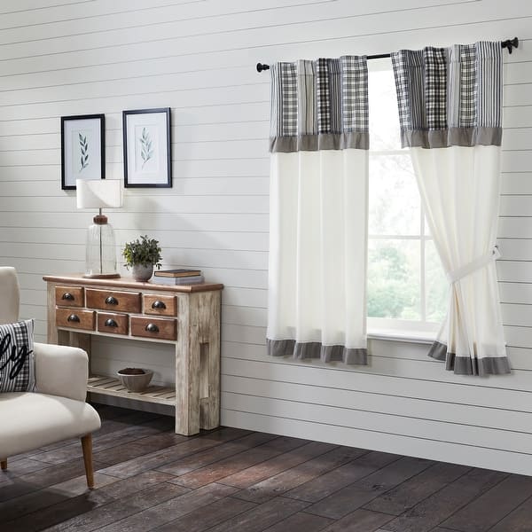 slide 1 of 5, Sawyer Mill Black Short Panel with Attached Valance Set 63x36 - M M - Black