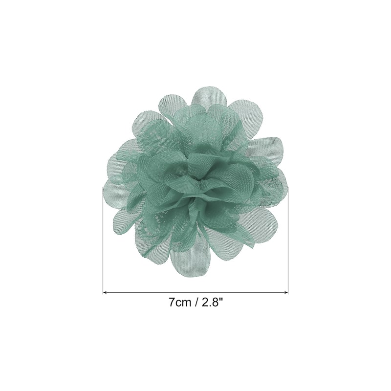 10Pcs Chiffon Flowers Fabric Flower Sewing Fabric Appliques - Dark Mint - 2.8"