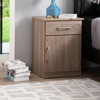 Wood Nightstand with Drawer-Brown