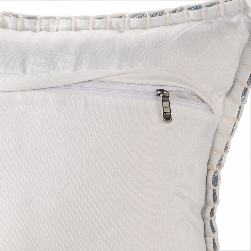 HomeRoots 20" X 20" Light Blue And Ivory Polyester Plaid Zippered Pillow