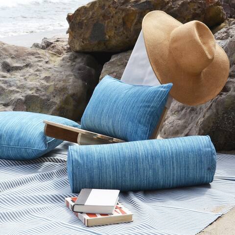 Jiti Outdoor Waterproof Ocean Stripes Denim Blue Patterned Pillow