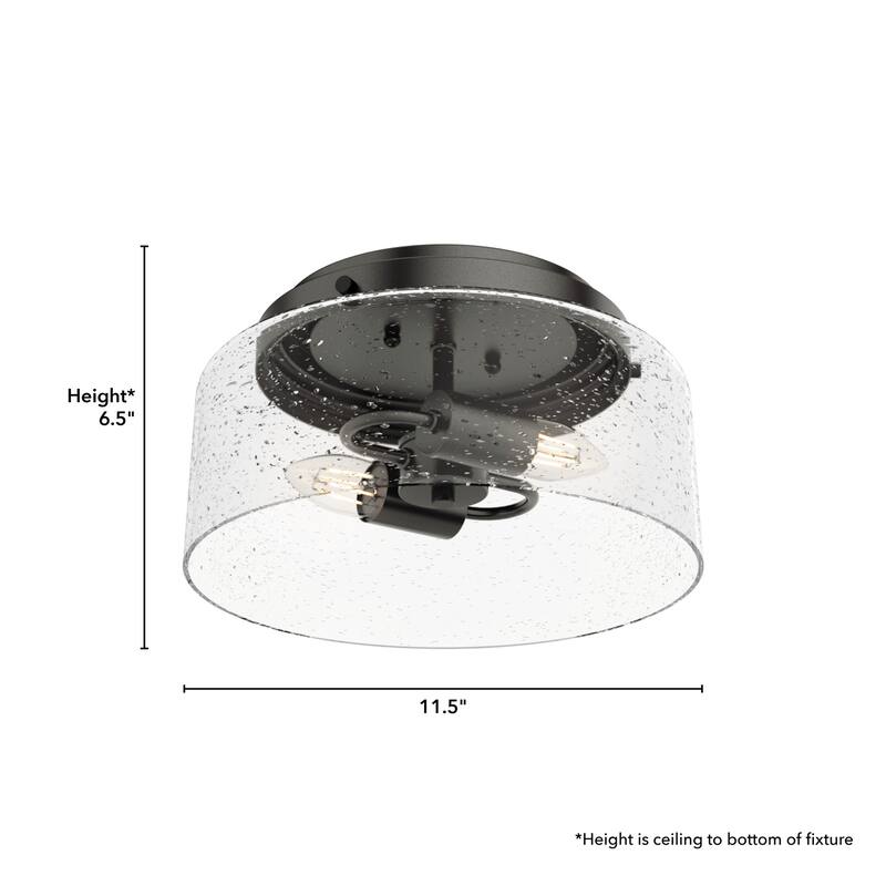 Hunter Hartland 2-Light Flush Mount Ceiling Light, Damp Rated - Bathroom, Bedroom, Hallway - Farmhouse, Industrial