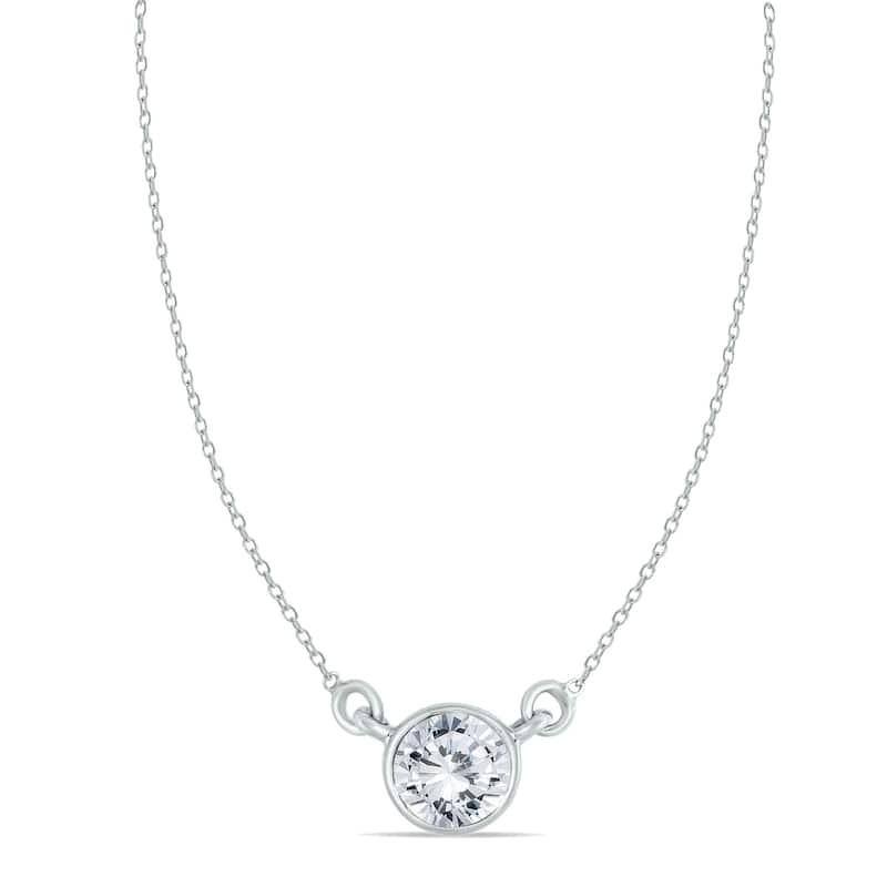 Marquee 1 Carat Diamond Bezel Pendant in 14K White Gold