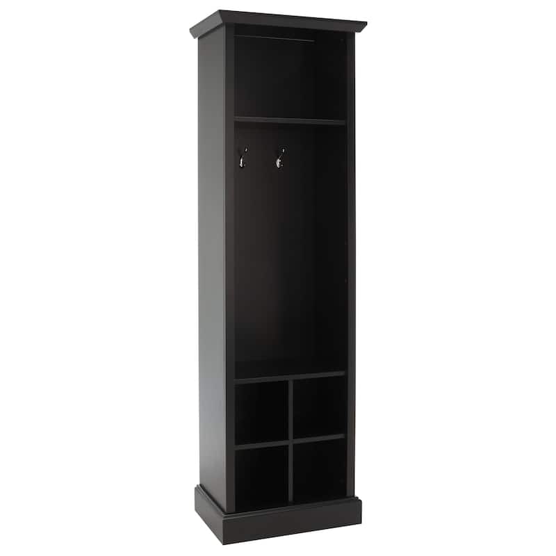 SAFAVIEH Romaine 6 Shelf 2 Hook Bottom Storage Hall Tree - 20" W x 16" D x 68" H - 20Wx16Dx68H