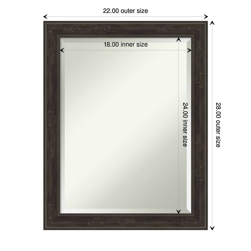 Beveled Wall Mirror - Shipwreck Black Narrow Frame - 22 x 28-inch - Shipwreck Greywash Narrow
