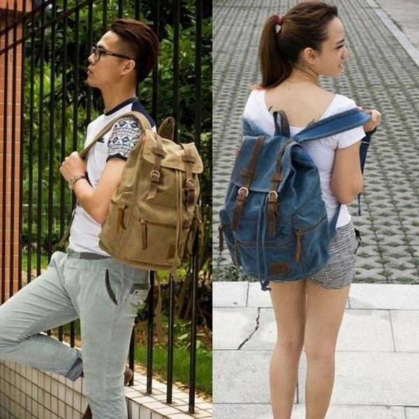 Retro Vintage Travel Canvas Backpack Sport Rucksack Satchel School Shoulder Bag