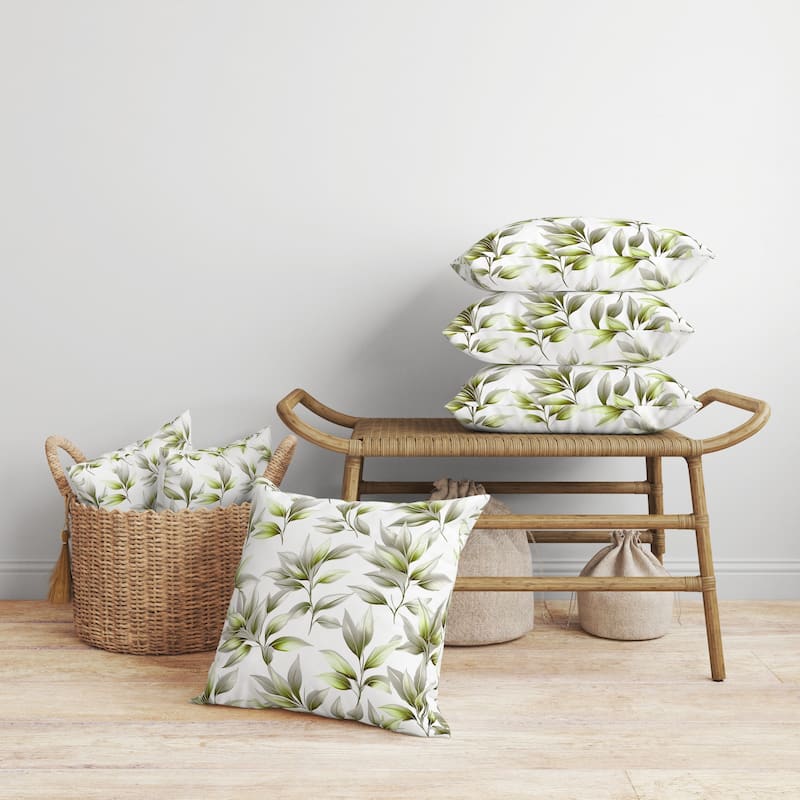 Enchanted Leaflet Faux Suede Reversible Throw Pillow Silver and Green