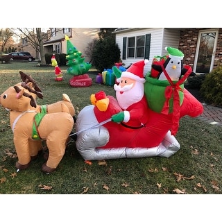 Shop Gemmy Airblown Inflatables Santa with Sleigh and Reindeer Scene ...