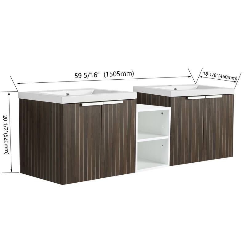 ARTCHIRLY 24/36/48/60/72/84 Inch Bathroom Vanity with Sink, Floating Bathroom Vanity with Soft Close Door and Shelf