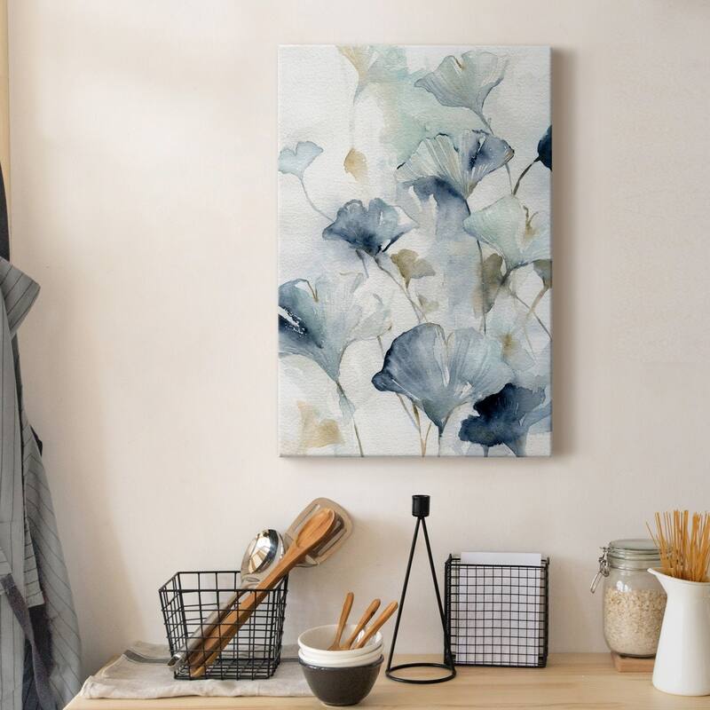 Indigo Ginkgo II Premium Gallery Wrapped Canvas - Ready to Hang