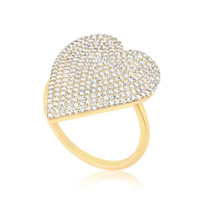SHYMI Pave Statement Heart Ring - Gold - 7