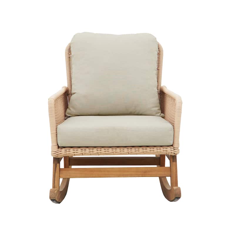 Set of 2 Wicker Rocking Chair with Cushions for Indoor & Outdoor
