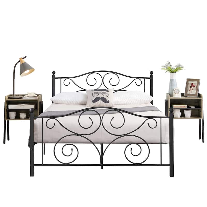 Taomika 3-Pieces Bedroom Sets with Black Bed Frame