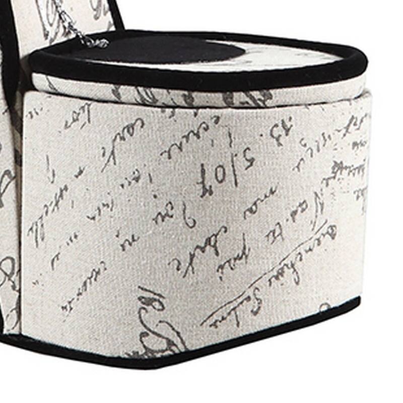 High Heel Script Shoe Jewelry Box with 3 Hooks, Beige and Black - Beige+Black