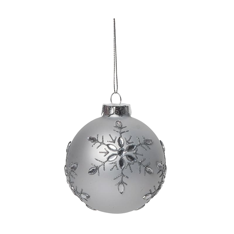 Transpac Glass 4 in. Silver Christmas Traditional Snowflake Ornament