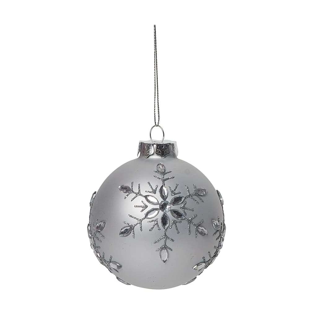 Transpac Glass 4 in. Silver Christmas Traditional Snowflake Ornament