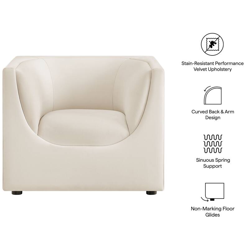 Hilda Curved Back Performance Velvet Armchair