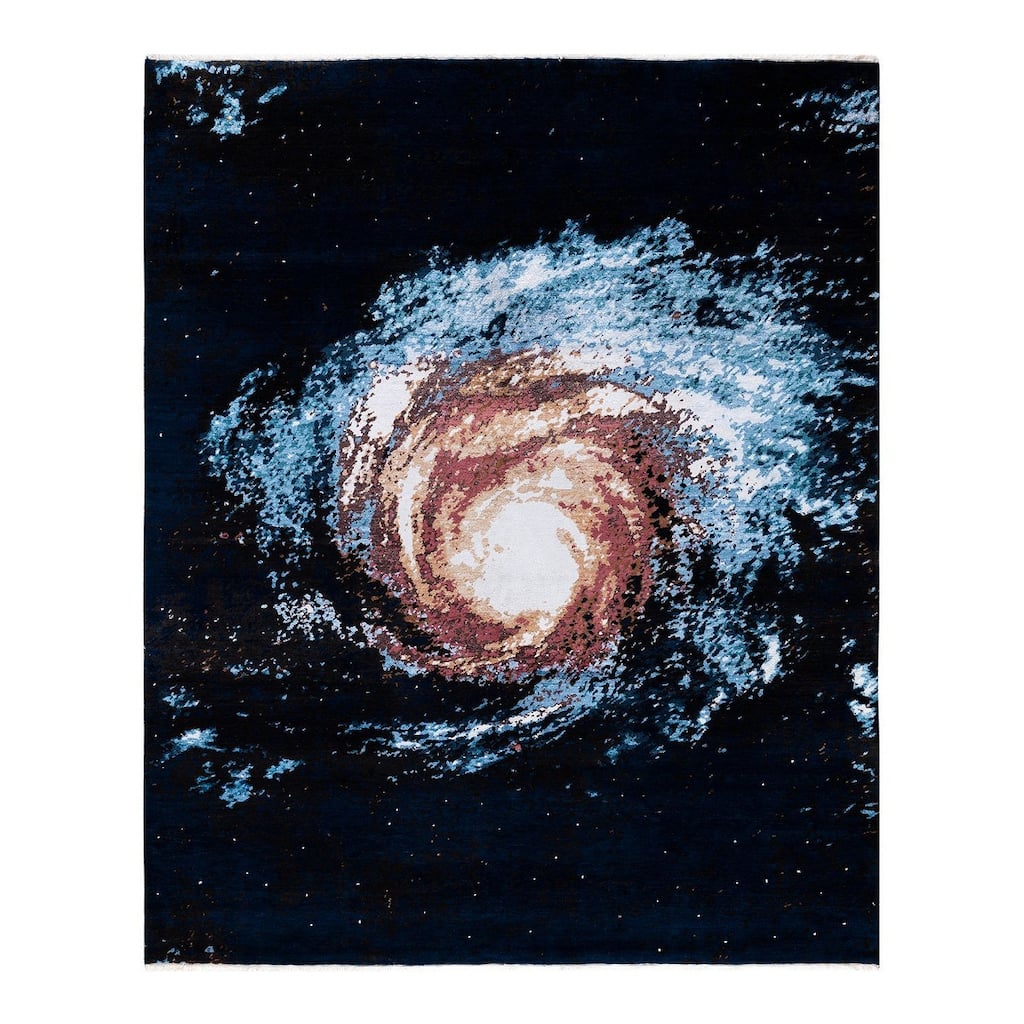 Ikat One-of-a-Kind Hand-Knotted Area Rug, Blue - 8' 3" x 10' 1"