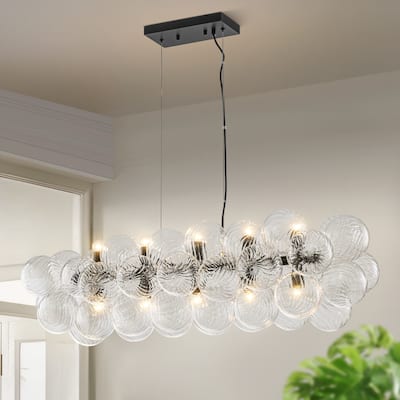 Starsky 10-Light 39in. Contemporary Glass Bubble Linear Kitchen Island Chandelier