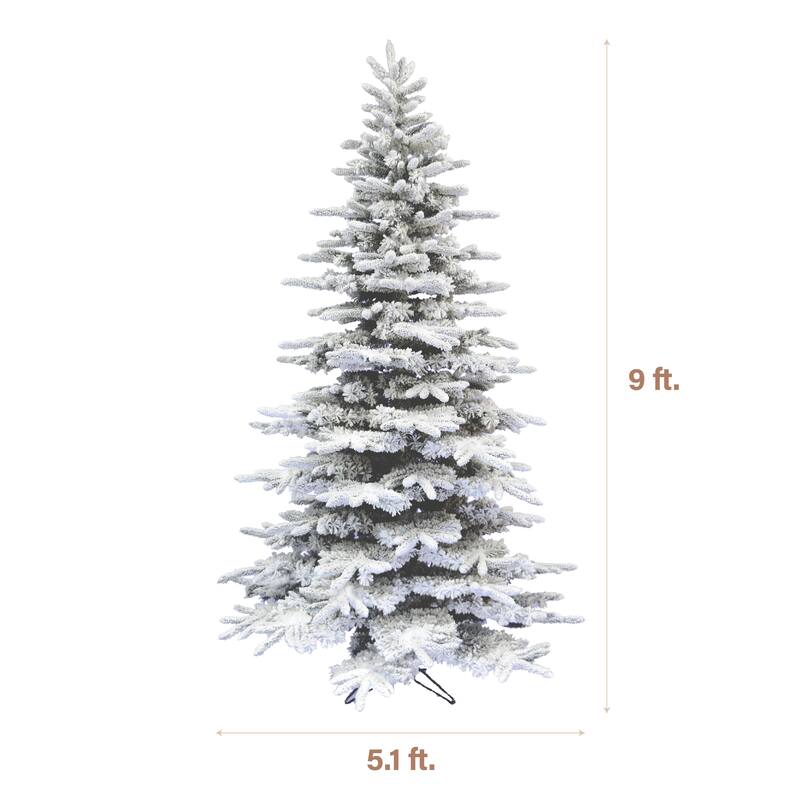 Fraser Hill Farm 9-Ft. Unlit Flocked Pine Valley Artificial Christmas Tree