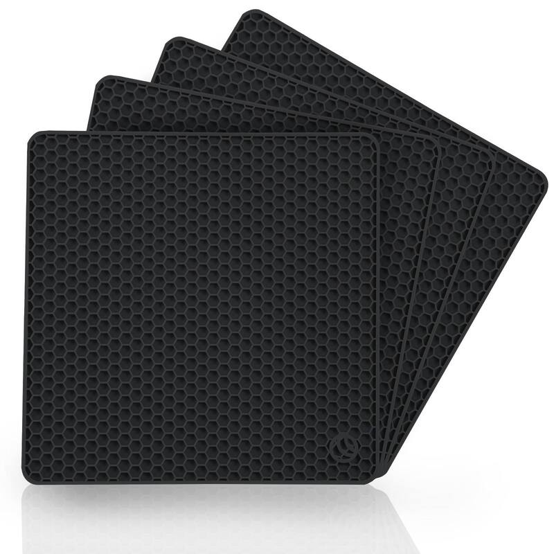 4 Pcs Silicone Trivets Mats for Hot Dishes, Pots and Pans, Hot Pads for Kitchen, Non Slip Heat Resistant Mat