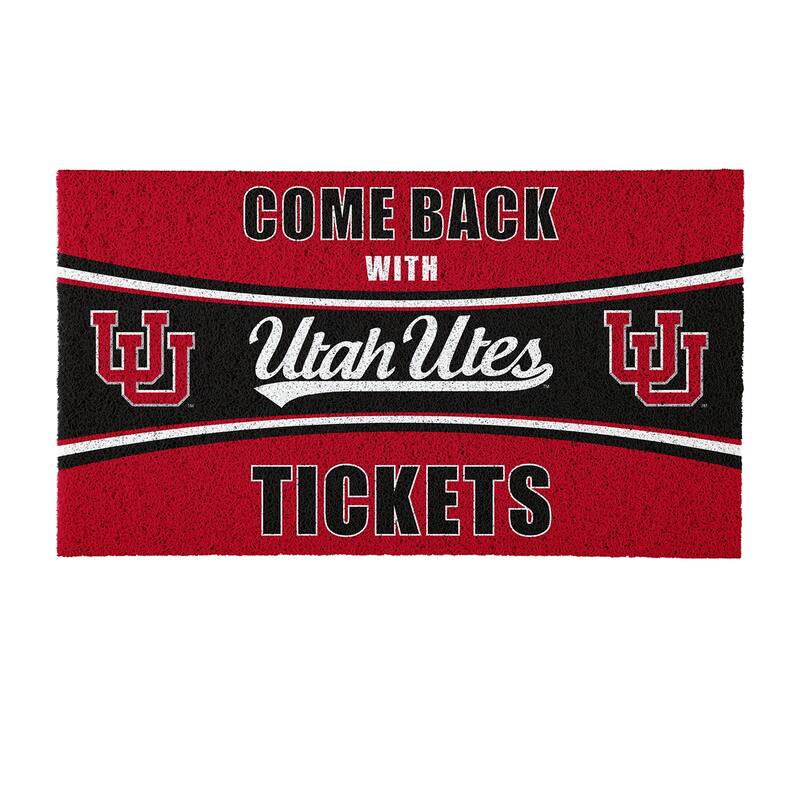 University of Utah 28 in. x 16 in. PVC "Come Back With Tickets" Trapper Door Mat