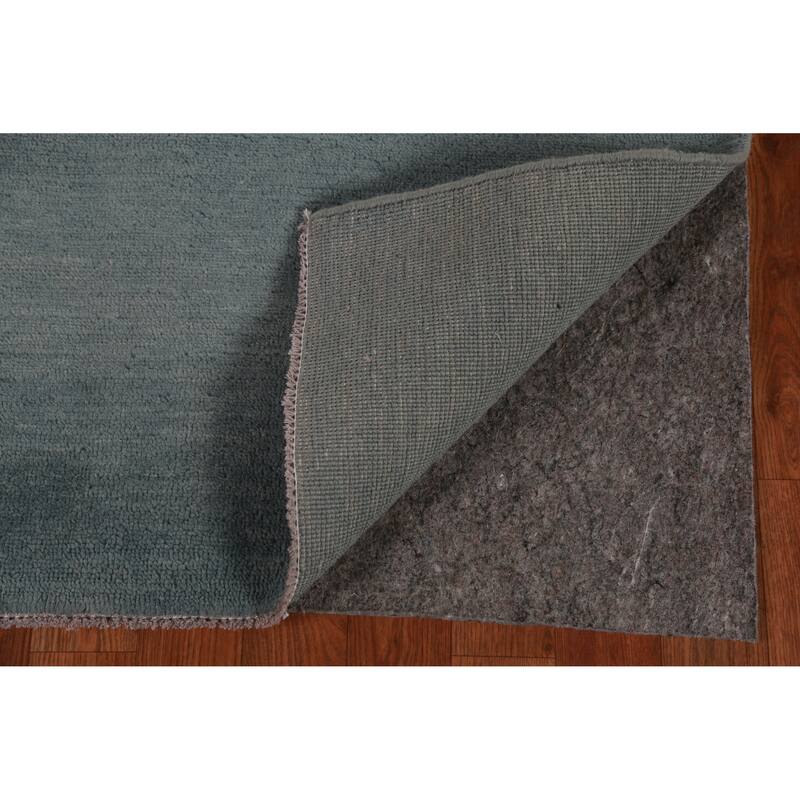 Hand Knotted Oriental 100% Wool Carpet Modern Solid Navy Blue & Blues Gabbeh Runner Rug - 9' 11'' X 2' 11''