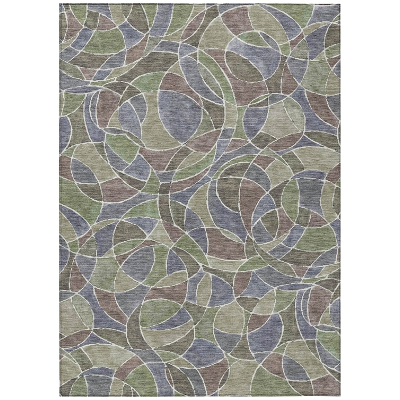 Machine Washable Indoor/Outdoor Casual Mosaic Chantille Rug