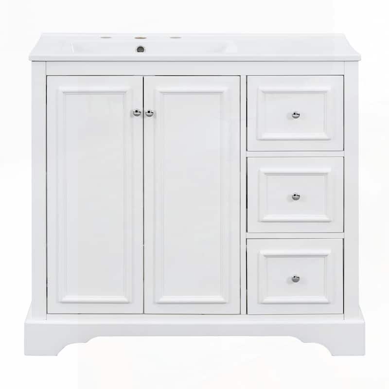 bathroom vanity with ceramic sink