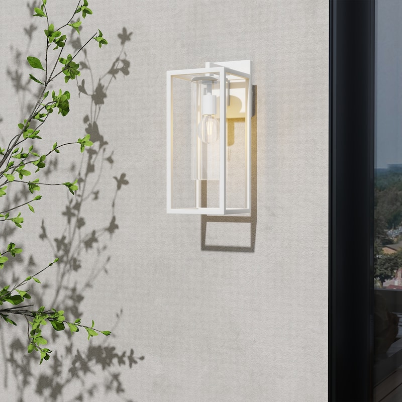 Metal 1-Light Clear Glass Outdoor Wall Sconce Light