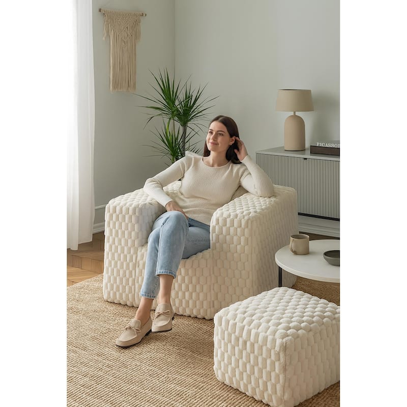 Compact Corduroy Lounge Sofa with High-Density Foam, No Assembly Required, Perfect for Small Spaces - Multi-Color