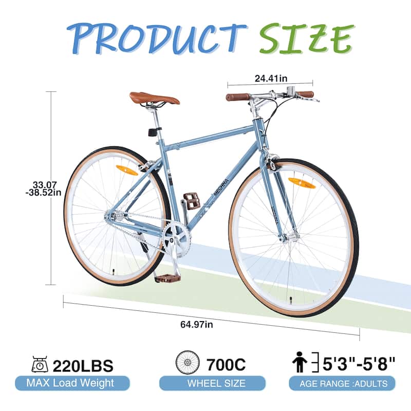 Single Speed Retro style 700C Road Bike For men women's City Bicycle, Steel Frame