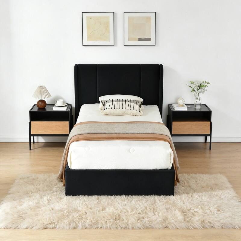 Modern Minimalist Upholstered Storage Bed with Lift-Up Platform