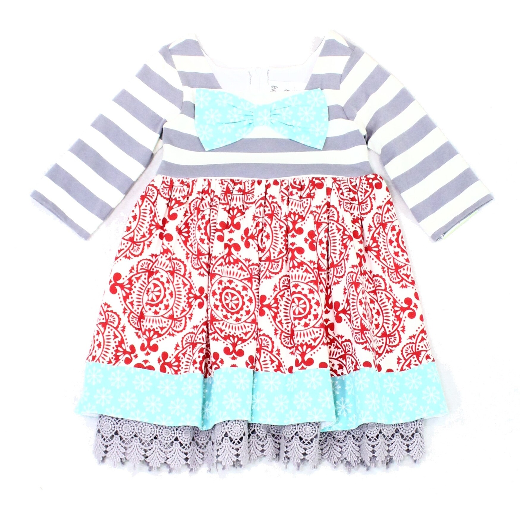 Shop Counting Daisies Baby Girls Dress Red Blue Size 4t Striped Crochet Hem Overstock 32088410