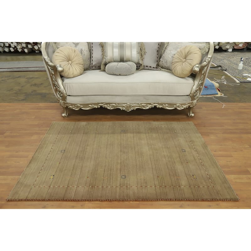 Tribal Gabbeh Oriental Accent Rug Handmade Wool Carpet - 5' 9'' X 4' 0''