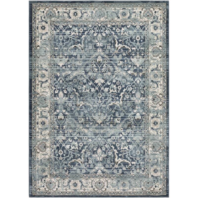 Livabliss Mesopotamia Navy & Teal Updated Traditional Area Rug - 2' x 3'
