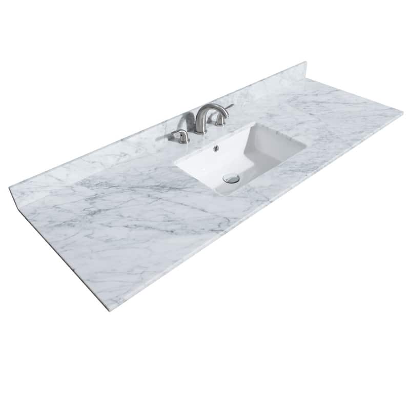 Wyndham Collection 60" Single Vanity Top with Undermount Rectangular - White Carrara Marble - Painted