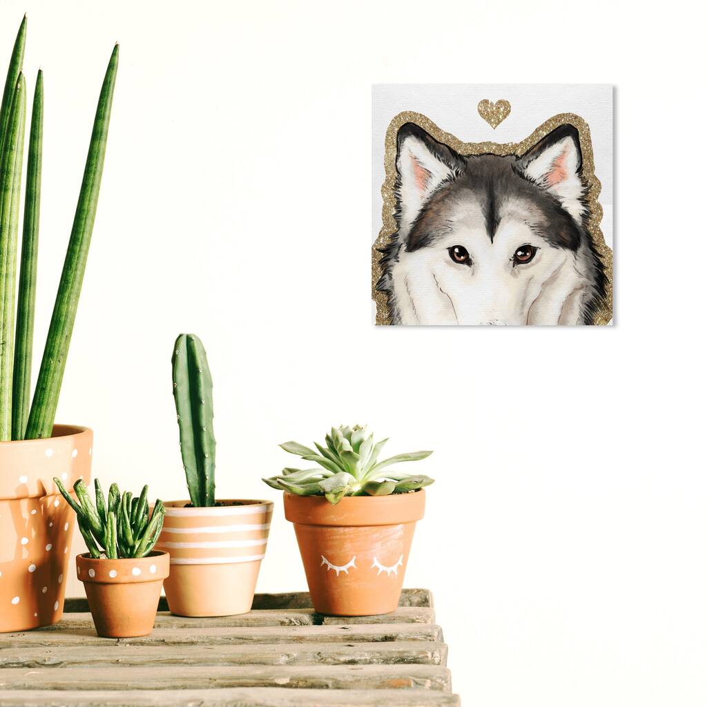 Wynwood Studio Canvas Fashion and Glam Husky Eyes Gold and Metallic Gold Glam Wall Art Canvas Print