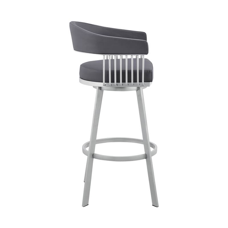 Bronson Faux Leather Upholstered Metal Swivel Bar or Counter Stool