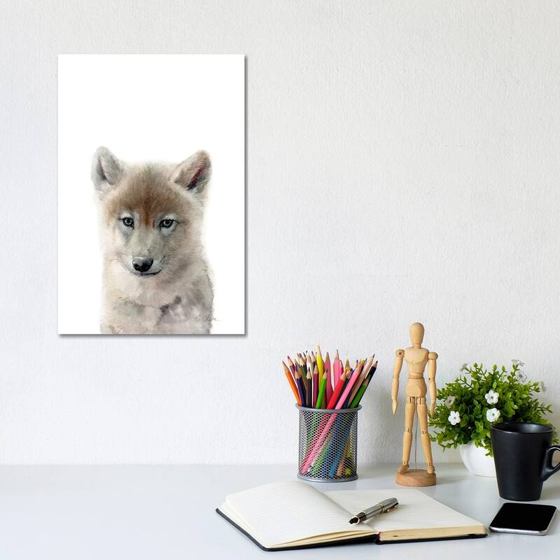iCanvas "Baby Wolf" by Watercolor Luv Canvas Print - 12x8x0.75