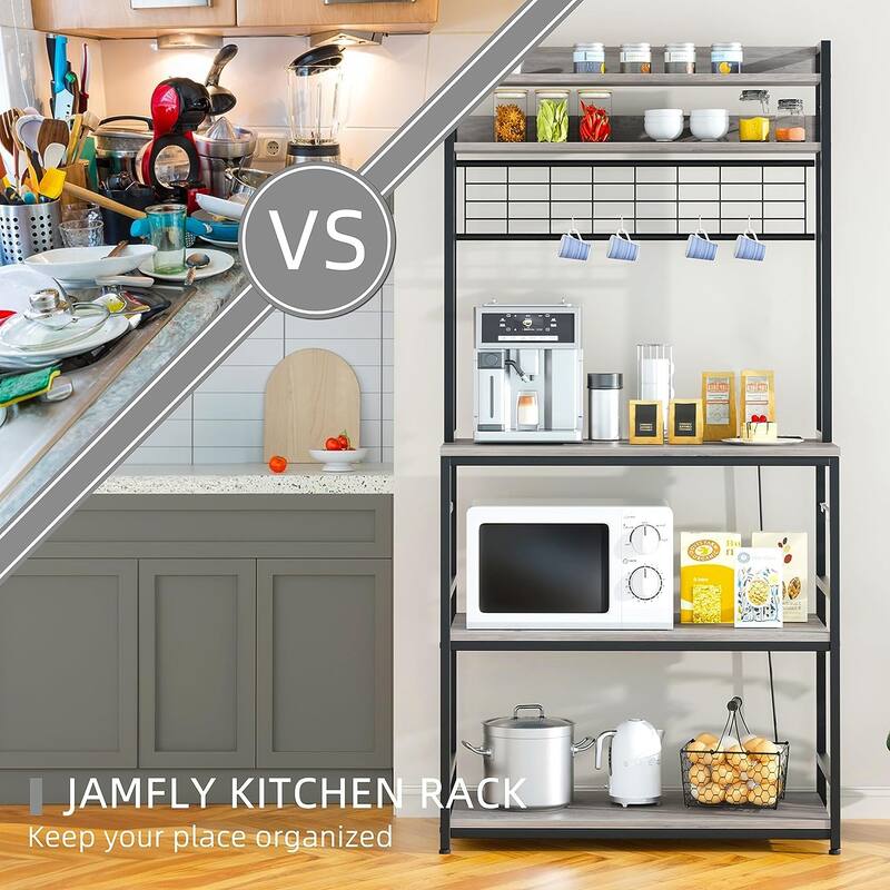 Futzca Kitchen Bakers Rack, Microwave Stand, Coffee Bar