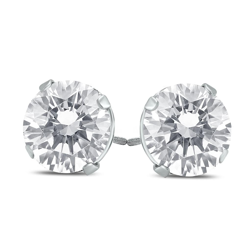 Marquee 2 Carat TW Diamond Solitaire Earrings in 14K White Gold (H-I Color I1-I2 Clarity)