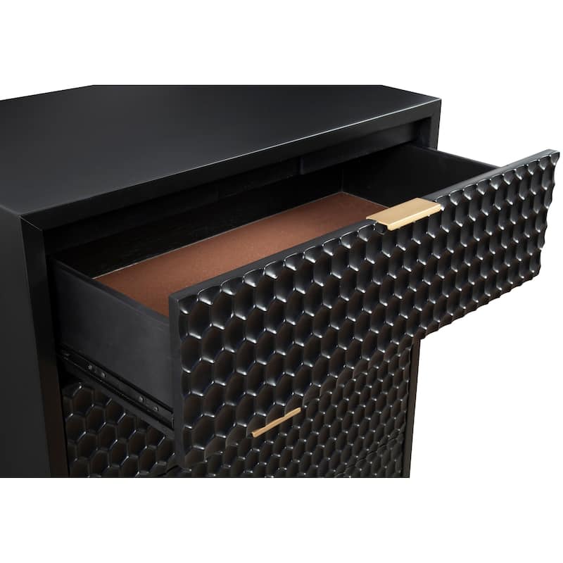 Origins by Alpine Black Pearl Five Drawer Wood Chest in Black