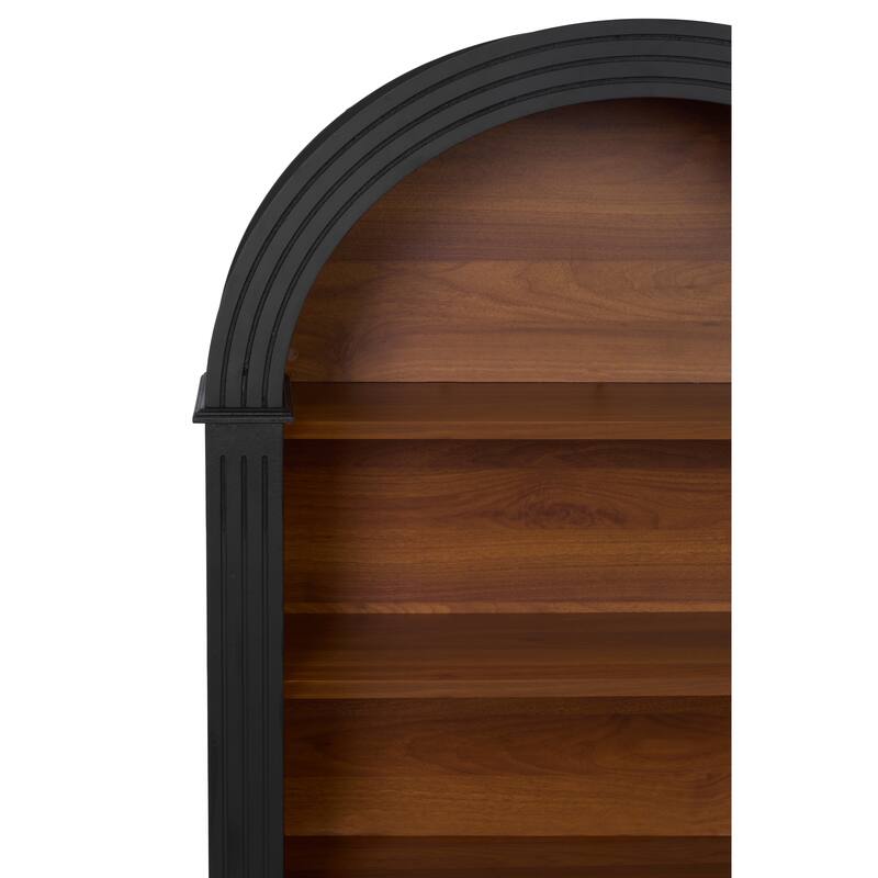4-Shelf Tall Bookshelf, 45.66" Wood Open Display Floor Arched Bookcase, Large Storage Organizer for Bedroom Living Room