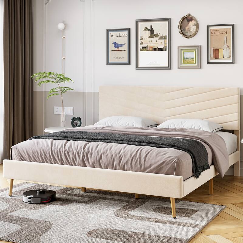 Bed Frame with Adjustable Headboard