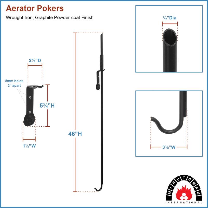 Achla Designs Multi Functional Aerator Poker, 47.5 Inch Tall, Black