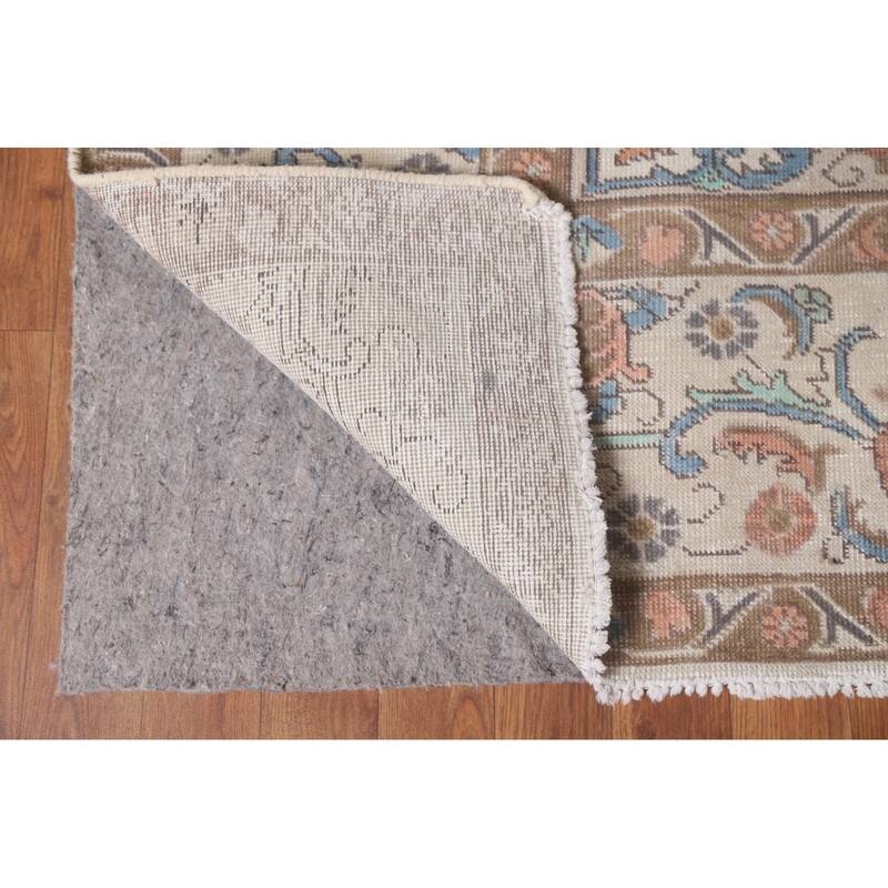 Hand Knotted Oriental 100% Wool Carpet Traditional Floral Beige & Ivories Tabriz Area Rug - 12' 9'' X 9' 9''