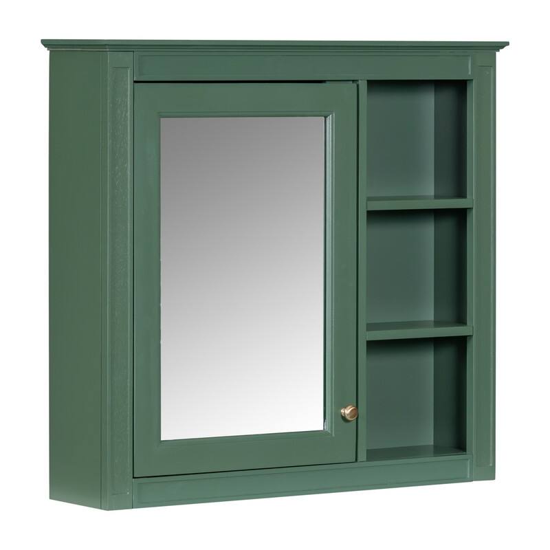 30'' x 28'' Wall Mounted Storage Cabinet for Bathroom,Mirror Cabinet with 3 Open Shelves